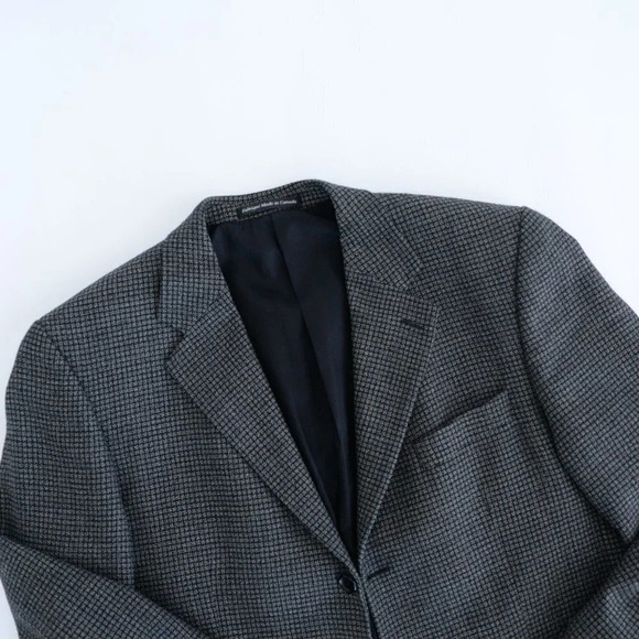 Mantles	Vintage 100% Wool Plaid Black Blazer ~ Sz 44T - Picture 7 of 12